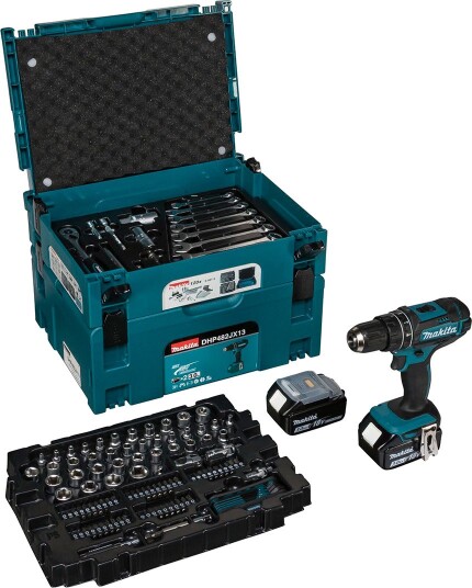 Makita Batteridrillsett Med Tilbehør Og Batteri DHP482JX13 18v