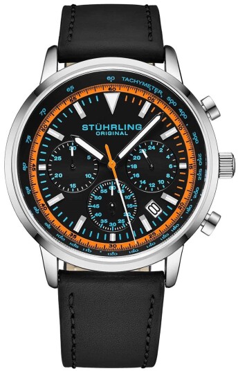 Stührling Original Herreklokke 3986L.3 Monaco Sort/Lær Ø44 mm