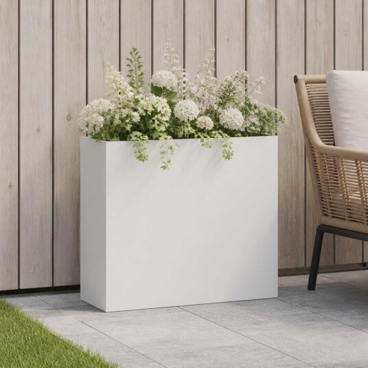 vidaXL Hageblomsterpotte Hvit 50 x 20 x 40 cm Kaldvalsestål