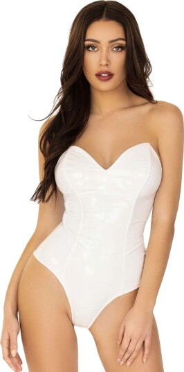 Hvit Vinyl Bodysuit