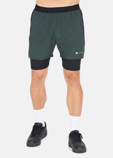 Virtus Dylan M 2-In-1 Stretch Shorts Woodland Gray M Løpeshorts