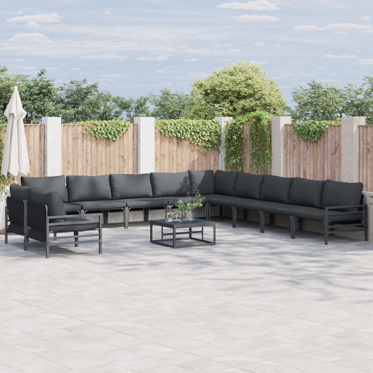  Hagesofa Set 11 pcs Antrasittgrå Stål