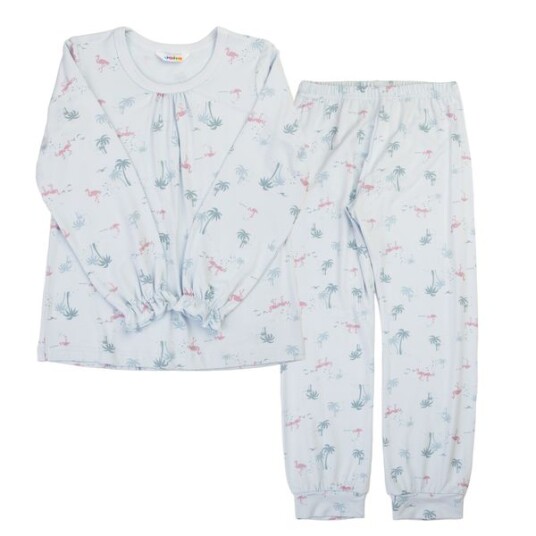 Joha Flamingo bambus 2 delt pysjamas   lyseblå   110