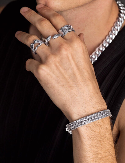 Nialaya Men"s Vintage Skeleton Ring - Silver - 64 x 64
