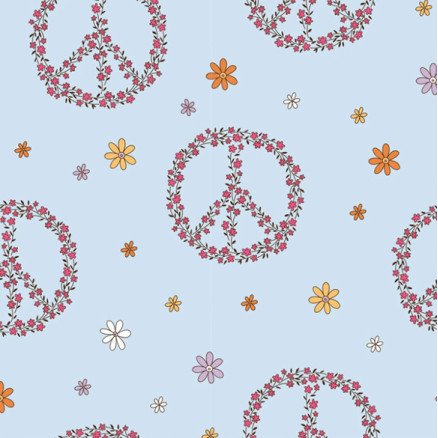 Balsløw Bomullsjersey Print Stoff 150cm 002 Fredstegn 50cm