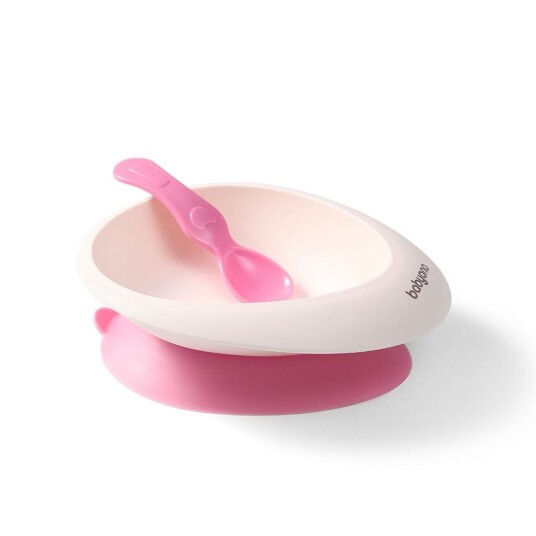 Babyono Babyskål med sugekopp og matskje Rosa