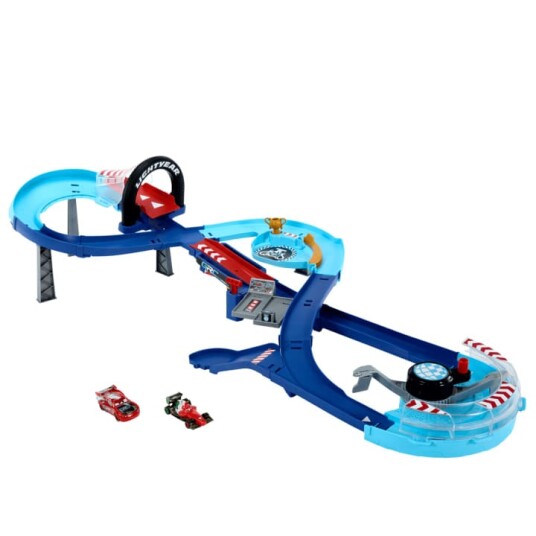 Disney Pixar Cars GRC Jumping Raceway Set med McQueen og Francesco Disney Pixar Cars GRC Jumping Raceway Set med McQueen og Francesco