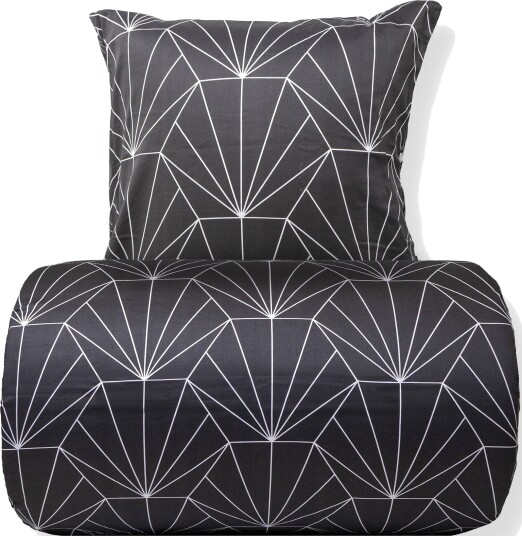 Borg Living Sengetøy dobbeldyne   200x220 cm   100% Bomullssateng   Hexagon grå
