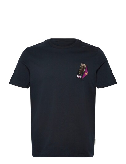 Lyle & Scott Supermarket Embroidered T Shirt   Navy   S