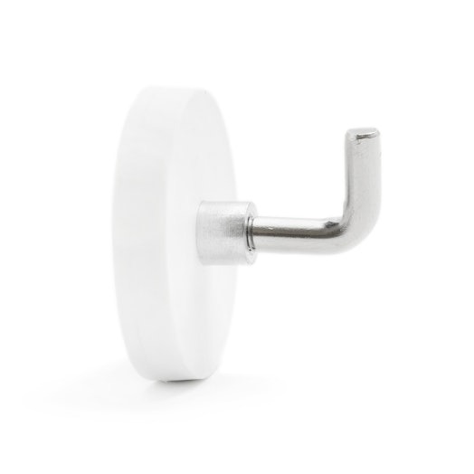 Hvit gummibelagt neodymmagnet 31 mm med L-formet krok