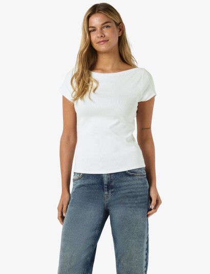 NOISY MAY Nmmaya S/S Boatneck Top Noos White M NOISY MAY Nmmaya S/S Boatneck Top Noos White M