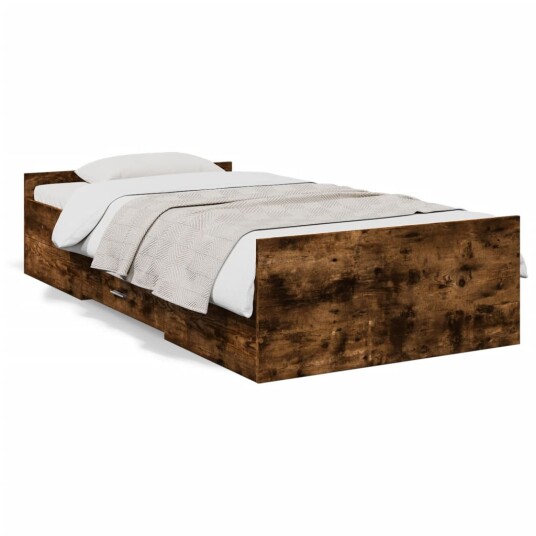 Sengeramme med skuffer røkt eik 75x190 cm konstruert tre 8721102620065