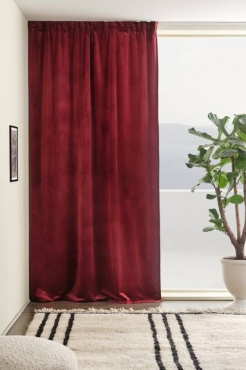 Jotex SAVANNAH RECYCLED gardin med multifunksjonsbånd - 1 lengde Rød 1688165-02-220 1688165-02-250