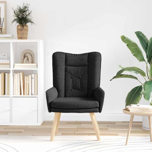 Avslappende stol Svart 63 x 67 x 94 cm stoff Avslappende stol Svart 63 x 67 x 94 cm stoff