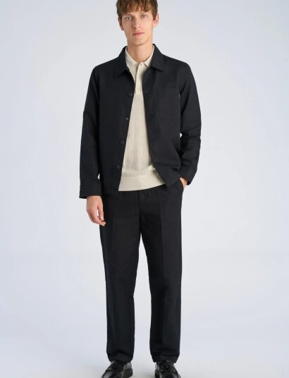 Lindbergh Linen Blend Overshirt Black L