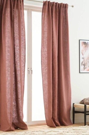 Jotex HEDDIE gardin med multifunksjonsbånd 2-pk Brun 1603883-13-300 1603883-14-220
