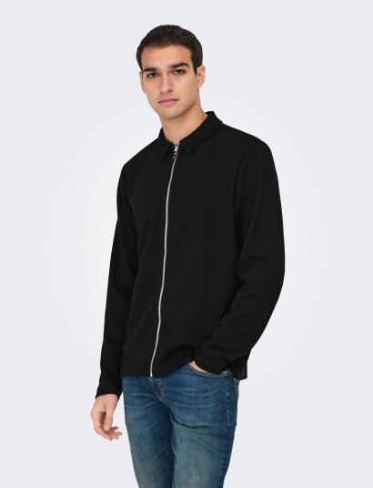 ONLY & SONS Onsnewkodyl Reg Zip Sweat Vd - Black - XL