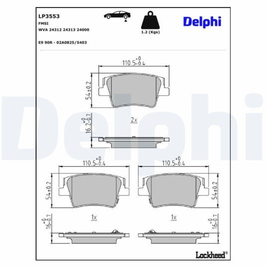 Bremseklosser DELPHI LP3553 Bremseklosser DELPHI LP3553