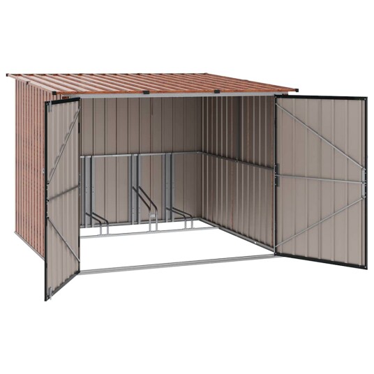 Sykkelskjul 3 pcs Brun 215 x 206 x 157 cm Metall Sykkelskjul 3 pcs Brun 215 x 206 x 157 cm Metall