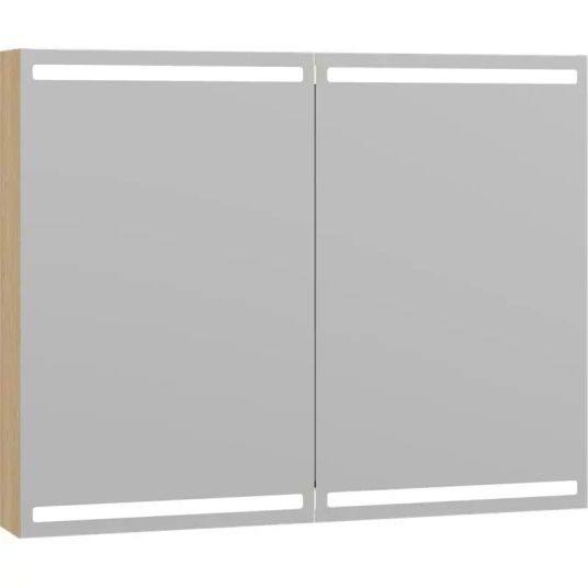 Dansani Level Speilskap med LED-lys 100x14,5x80 cm Nordisk Eik