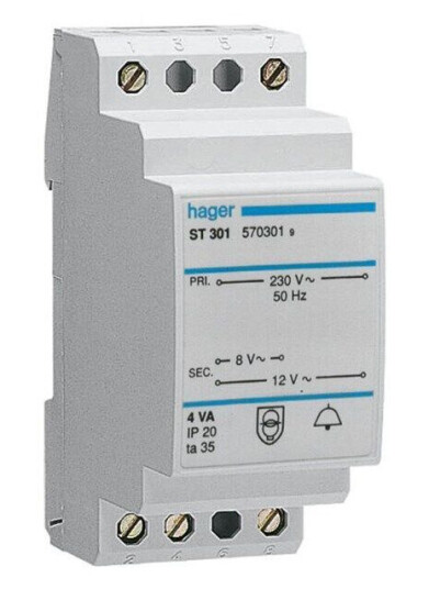 Hager Bell transformer 4va 230/8-12v (3250615703019) Hager Bell transformer 4va 230/8-12v (3250615703019)
