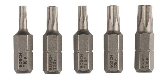 Bosch 5-delers skrutrekkerbits-sett, ekstra hard (Torx®) T 10; T 15; T 20; T 25; T 30; 25 mm