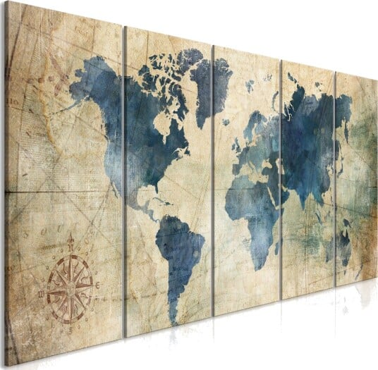 Bilde Retro Map 5 Parts Narrow 225x90 Artgeist sp. z o. o.