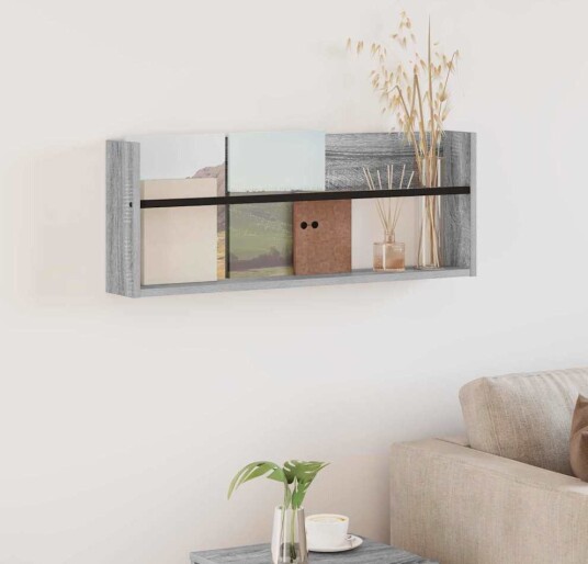 vidaXL Magasinreol med hylle Grå Sonoma 80 x 12 x 30 cm Konstruert tre vidaXL Magasinreol med hylle Grå Sonoma 80 x 12 x 30 cm Konstruert tre