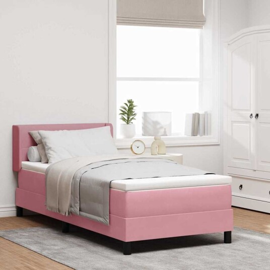 Boksen Rammemadrass med Madrass Rosa 80x200 cm Fløyel