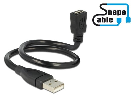 Delock ShapeCable USB forlengelseskabel 0.35m Delock ShapeCable USB forlengelseskabel 0.35m