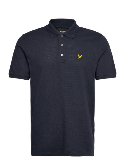Lyle & Scott Popcorn Jacquard Polo Shirt   Navy   M