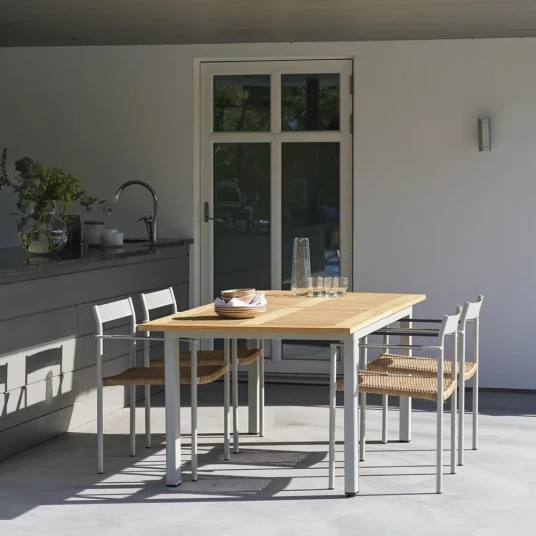 Brafab Lyon Spisebord 95x152 210cm   Lys Grå/Teak