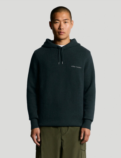 Lyle & Scott Script Knitted Hoodie - Black - S Lyle & Scott Script Knitted Hoodie - Black - S