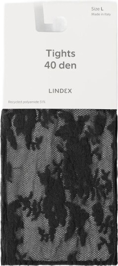 Lindex Tights In Lace 40 Denier BLACK XXL