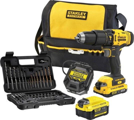 Stanley Tools Slagdrill SFMCD711DMA 18v Med 2 Batterier Og 50 Deler Stanley Tools Slagdrill SFMCD711DMA 18v Med 2 Batterier Og 50 Deler