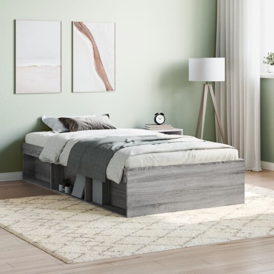 vidaXL Sengeramme grå sonoma 100x200 cm 8721012157927