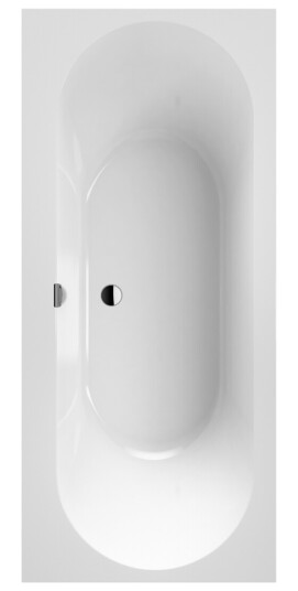 VILLEROY & BOCH OBERON 2.0 BADEKAR 180X80 FOR INNBYGGING STONE WHITE M/AVLØPSSETT I SORT/STONE WHITE