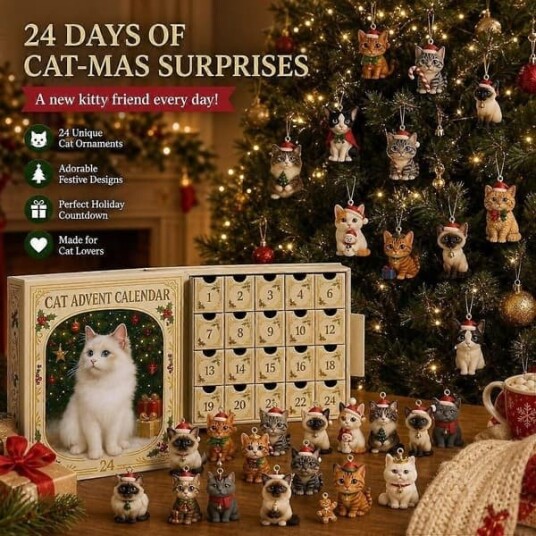 Jul 3D Kattejulekalender 24 dagers nedtelling samleobjekter festlige mini kattungeanhengfigurer julegaveeske