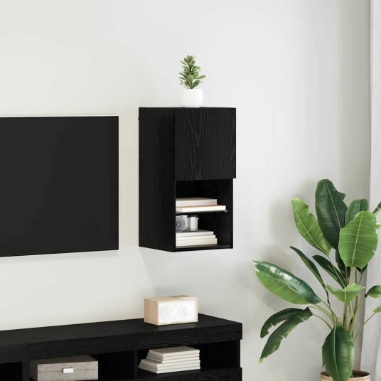 Vegghengt TV skap Svart Eik 30,5 x 30 x 60 cm Konstruert tre Vegghengt TV skap Svart Eik 30,5 x 30 x 60 cm Konstruert tre