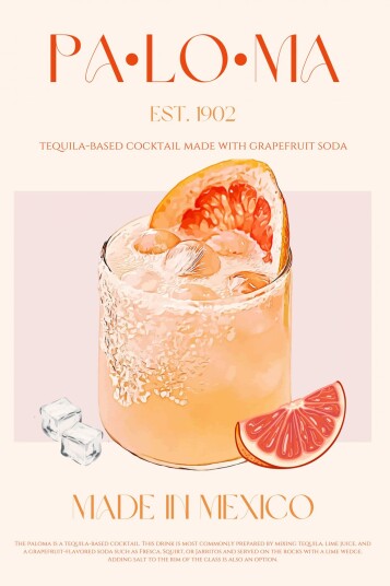 Plakat Paloma Cocktail Plakat Paloma Cocktail