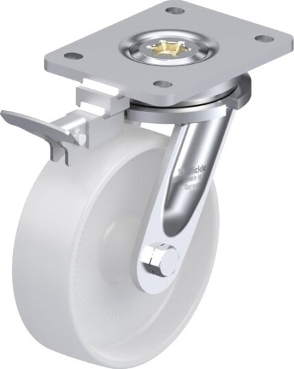 Blickle 852814 Lo-Po 160G-Ri4 Styrehjul Med Bremse - Hjuldiameter 160 Mm, Bæreevne (Maks.) 450 Kg