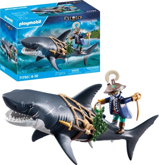 Playmobil Pirates 71793 Gigantisk Hai med Pirat - Byggesett for 4+ År