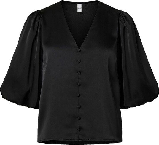YAS Bluse Yaspella 2/4 V Neck Top S. Svart