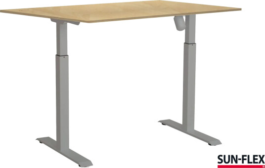 Sun-Flex Easydesk Adapt L, Hvit Aluminium, Bjørkelaminat, 160*80 Cm