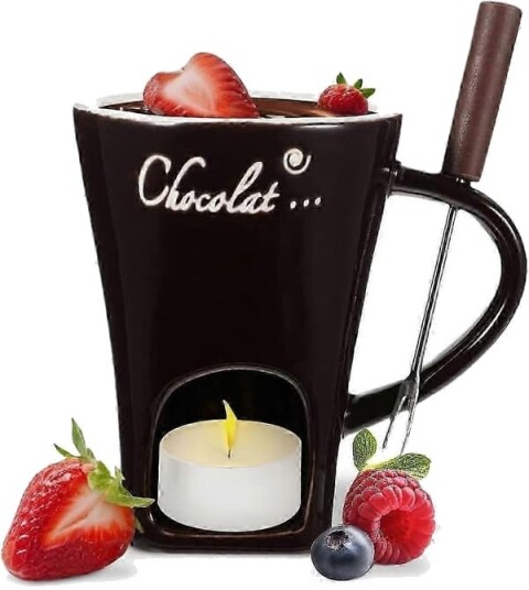 Termokopp Sjokoladefonduekopp kaffekopp for smeltet sjokolade fondue med gaffel godterifondue kaffe