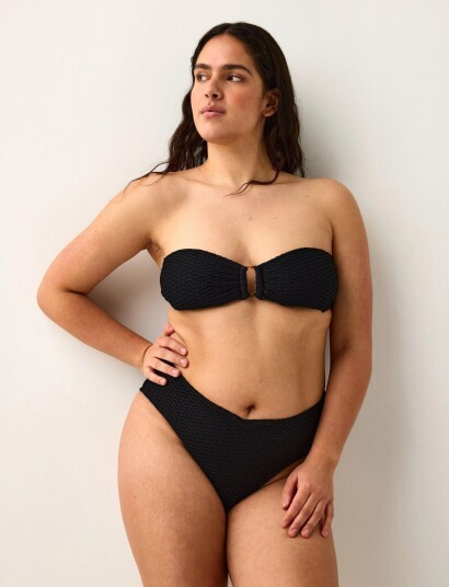 Lindex Pattern Knit Bikini Bottom Black M