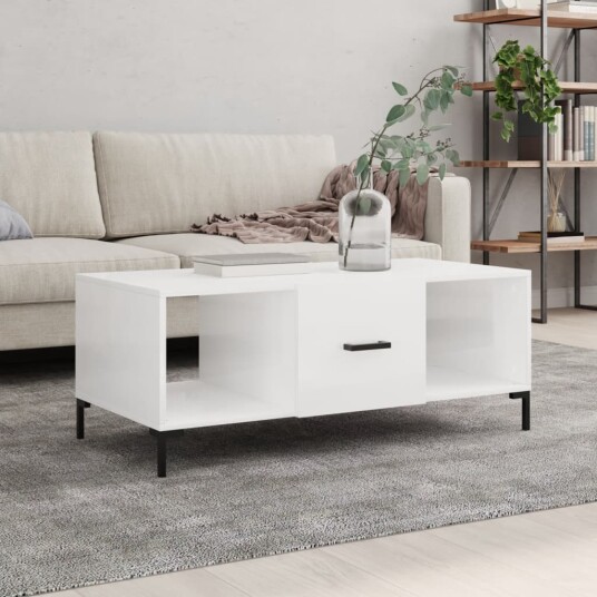 Salongbord høyglans hvit 102x50x40 cm konstruert tre 8720845427634