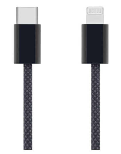 Linocell Flettet USB-C- til Lightning-kabel Svart 1 m