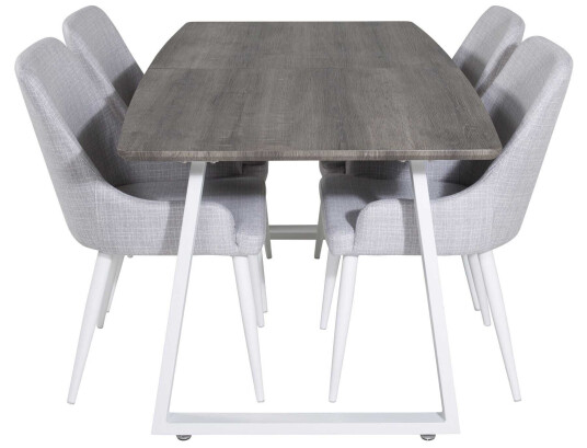Venture Design Inca & Plaza spisegruppe Grå/grå 4 st stoler & bord 160 x 85 cm