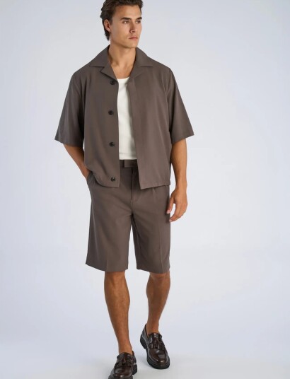 Lindbergh Superflex Pleasted Formal Shorts Grey XXXL